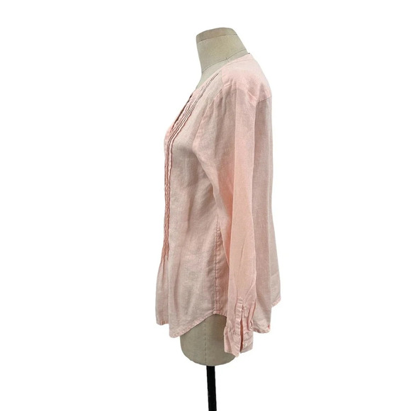 Sundance Warm Breeze Tunic Pintuck Top Pink Linen Petite Size Small PS - Picture 4 of 11